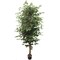 7' Green Ficus Tree in Black Pot with 2016 Silk Leaves - Realistic Indoor Decor for Home & Office, Floral Home by Artificial Flowers